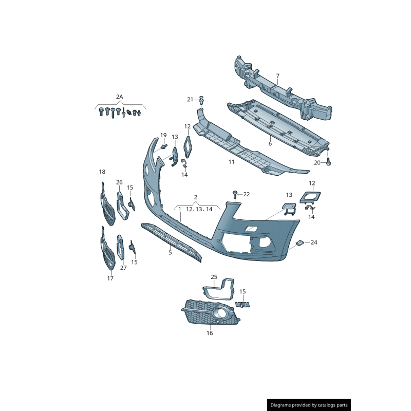 Grille de phare antibrouillard avant gauche S-Line - Pièces d'origine Audi 8R0807681SZDE