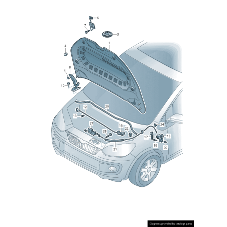Support de poignée de déverrouillage de capot LHD - Pièces d'origine Audi 1K1823633B
