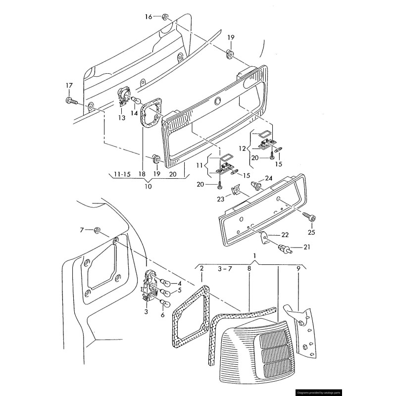 Support de plaque d'immatriculation pour conduite à droite - Pièces d'origine Audi 4B594569501C