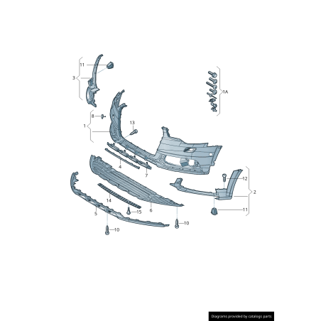 Garniture de barre en acier inoxydable pour pare-chocs avant inférieur - Pièces d'origine Audi 4G0807733 Garniture de barre en acier inoxydable pour pare-chocs avant inférieur - Pièces d'origine Audi 4G0807733