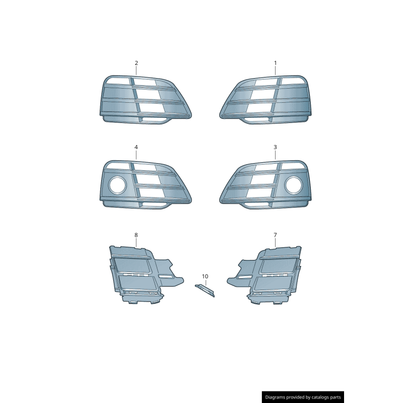 Guide d'admission d'air gauche coté conducteur avec grille de pare-chocs - Pièces d'origine Audi 80A807679PRU6