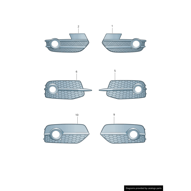 Grille de phare antibrouillard de pare-chocs gauche coté conducteur - Pièces d'origine Audi 8U0807681ASP9