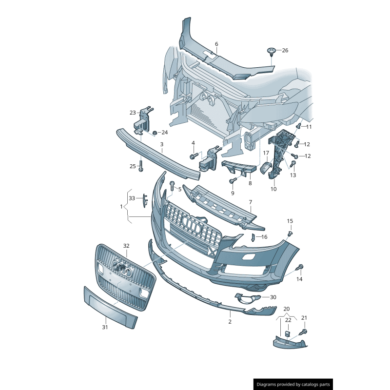 Entourage de phare antibrouillard de la grille de pare-chocs gauche coté conducteur - Pièces d'origine Audi 4L0807489.