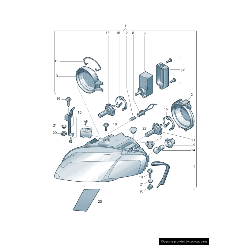 Joint en caoutchouc de profil de phare avant gauche coté conducteur - Pièces d'origine Audi 8E0941191A