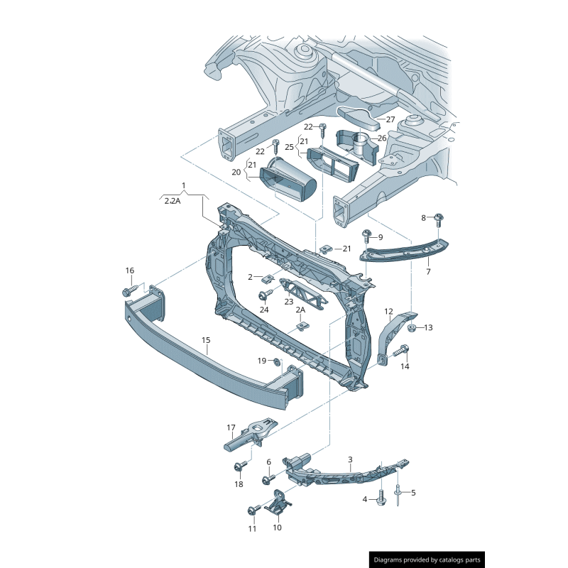 Support de phare avant gauche coté conducteur - Pièces d'origine Audi 8U0805607A