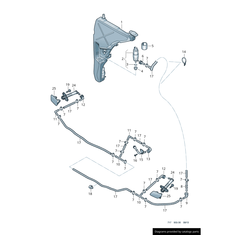 Cache de couvercle de lave-glace de phare gauche coté conducteur - Pièces d'origine Audi 4G0955275GRU