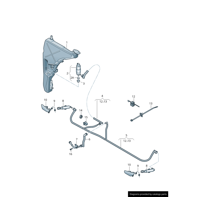 Cache de couvercle de lave-phare de phare gauche coté conducteur - Pièces d'origine Audi 4H0955269AGRU