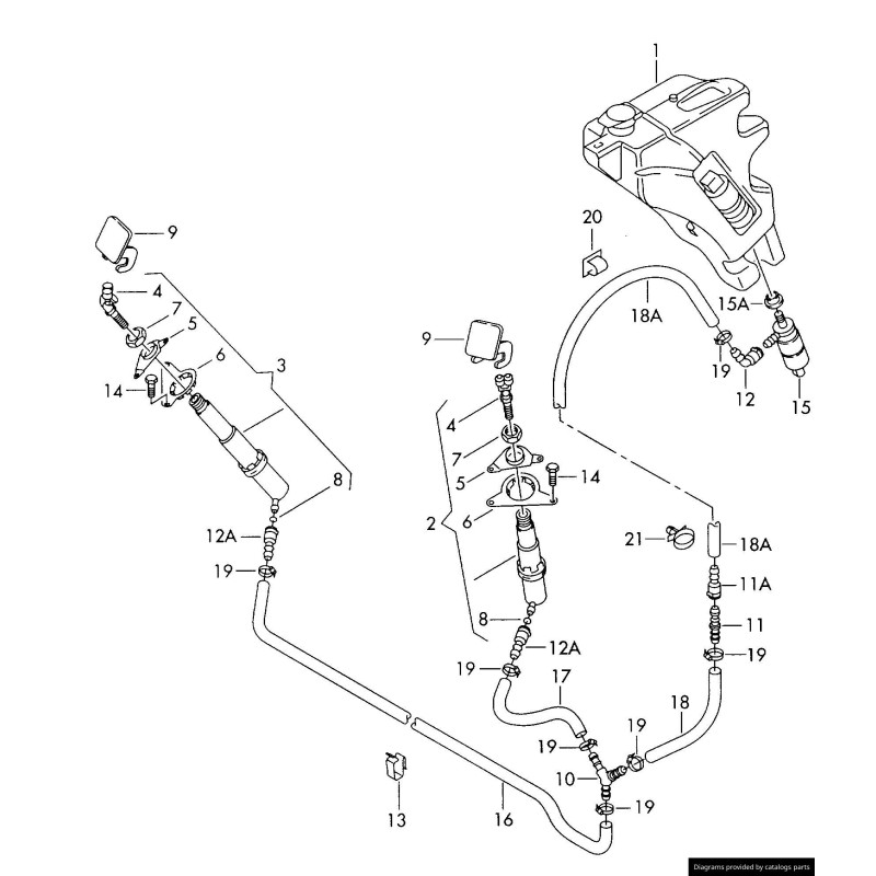 Buse de pulvérisation de lave-glace de phare gauche coté conducteur - Pièces d'origine Audi 8N0955101