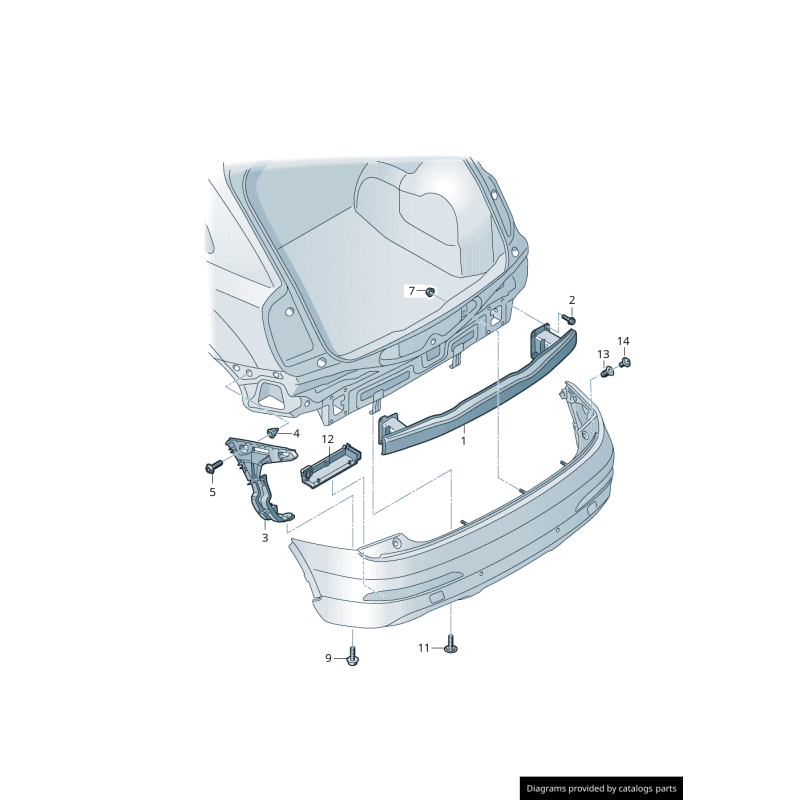 Support de pare-chocs arrière gauche coté conducteur - Pièces d'origine Audi 8U0807453A