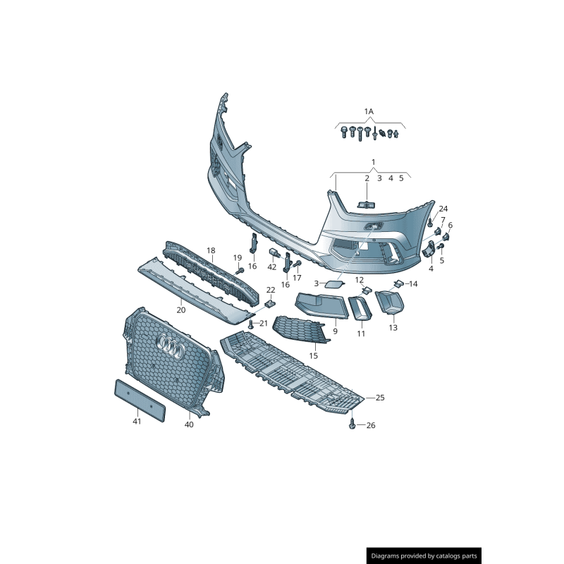 Grille de ventilation d'aération de pare-chocs droit coté passager - Pièces d'origine Audi 8U0807682GT94