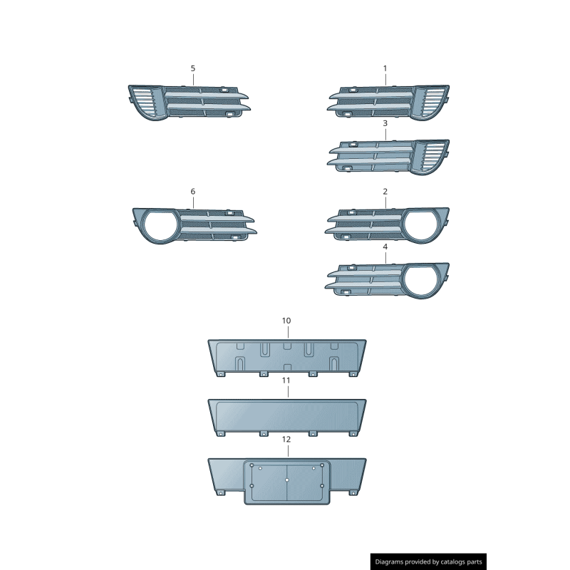 Grille inférieure de pare-chocs droit - Pièces d'origine Audi 8P4807682A