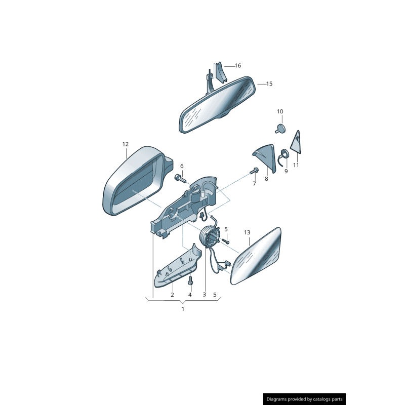 Capuchon de garniture de rétroviseur de porte droite en aluminium - Pièces d'origine Audi 8E0857508D3Q7