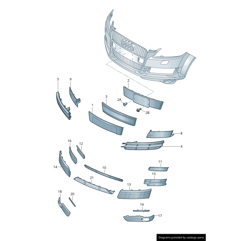 Grille inférieure de pare-chocs avant droit - Pièces d'origine Audi 4L0807676BT94