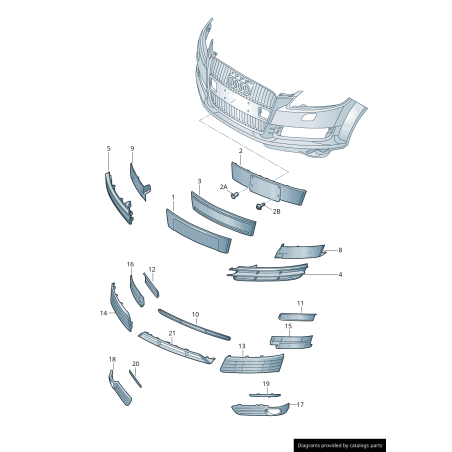 Grille inférieure de pare-chocs avant droit - Pièces d'origine Audi 4L080768201C Grille inférieure de pare-chocs avant droit - Pièces d'origine Audi 4L080768201C
