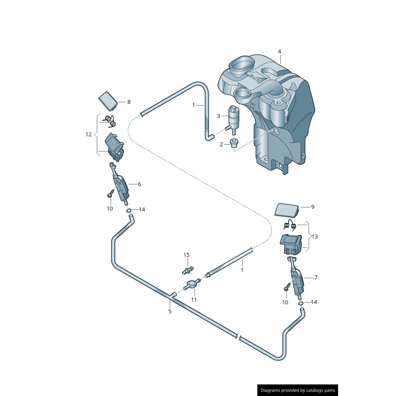 Cache de couvercle de lave-glace de phare droit coté passager - Pièces d'origine Audi 4E0807754GRU