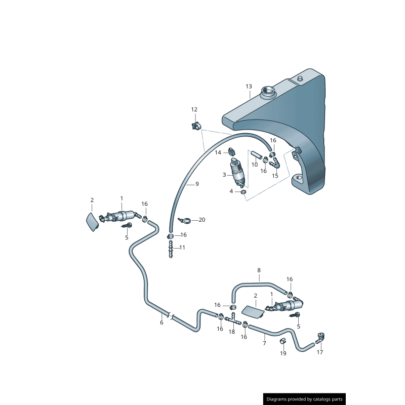 Buse de pulvérisation de lave-glace de phare droit coté passager - Pièces d'origine Audi 8J0955102A