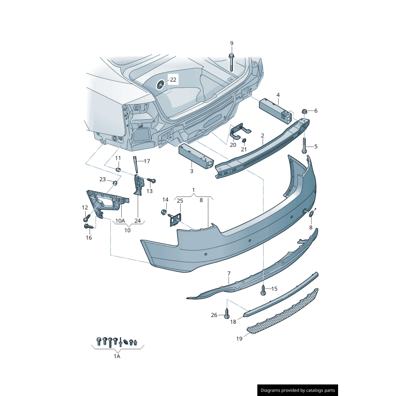 Support de pare-chocs arrière droit - Pièces d'origine Audi 8K5807454A