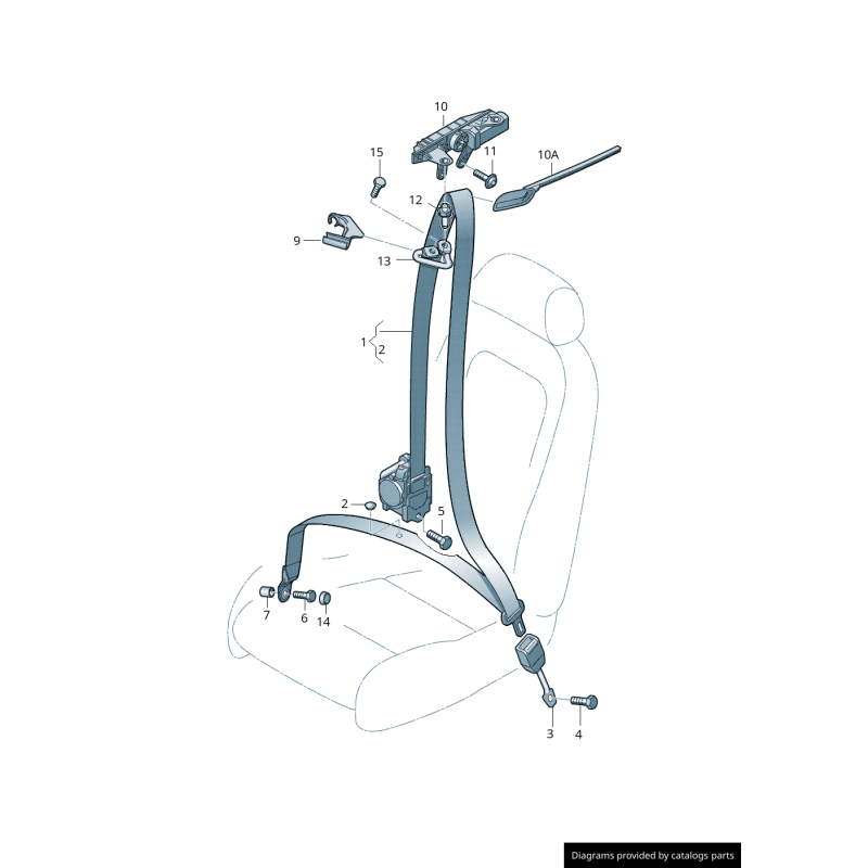 Rallonge de ceinture de sécurité noire pour siège droit coté passager - Pièces d'origine Audi 8F0859762A6PS