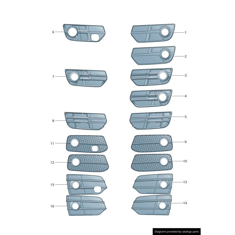 Grille de pare-chocs S-Line droit côté passager avec feu antibrouillard - Pièces d'origine Audi 8R0807682EZDE