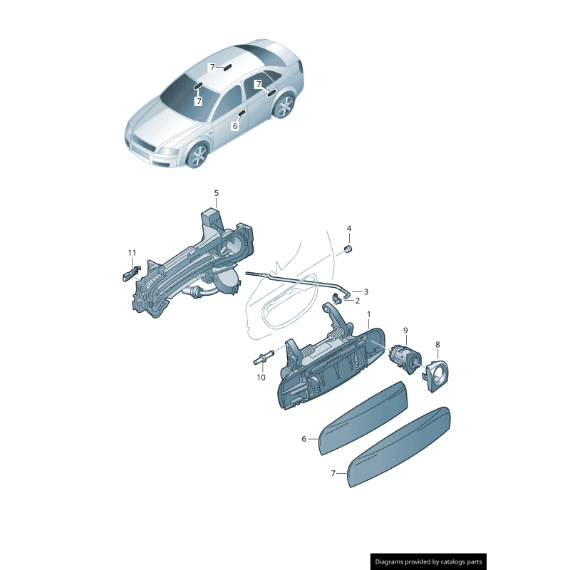 Plaque de garniture de poignée de porte passager apprêtée - Pièces d'origine Audi 4F0839239GRU