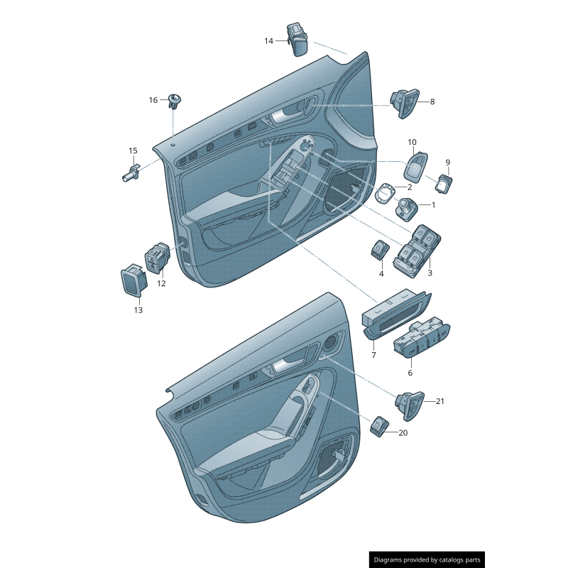 Interrupteur côté passager pour régulateur de vitre - Pièces d'origine Audi 8K0959855BV10