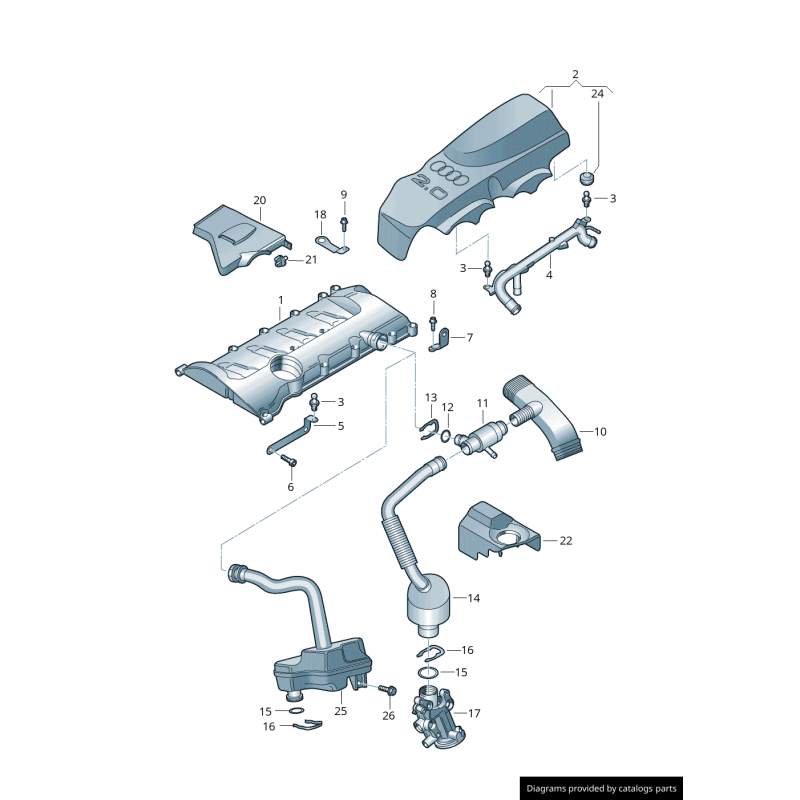Tuyau de ventilation de carburant avec valve - Pièces d'origine Audi 06B103211H