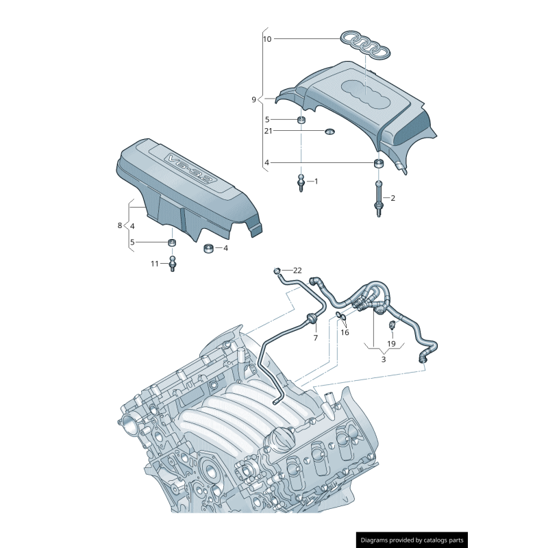 Couvercle noir de moteur à essence - Pièces d'origine Audi 06E103925F
