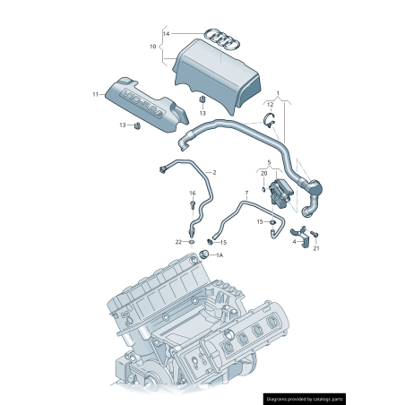 Garniture de couverture avant noire pour moteur à essence - Pièces d'origine Audi 07L103925A Garniture de couverture avant noire pour moteur à essence - Pièces d'origine Audi 07L103925A