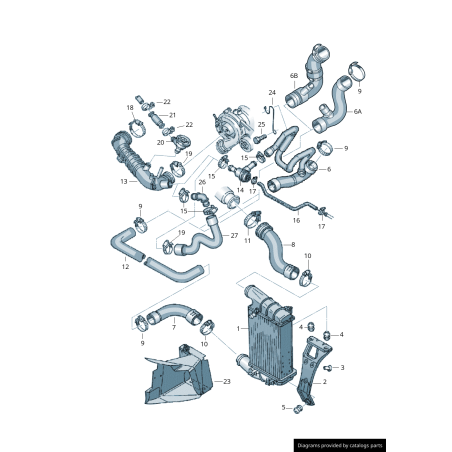 Soupape de dérivation de coupure de suralimentation du moteur à essence - Pièces d'origine Audi 06A145710P