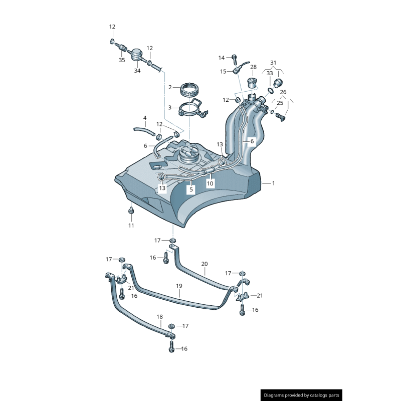 Bouchon de réservoir d'essence avec sangle de retenue - Pièces d'origine Audi 8E0201550