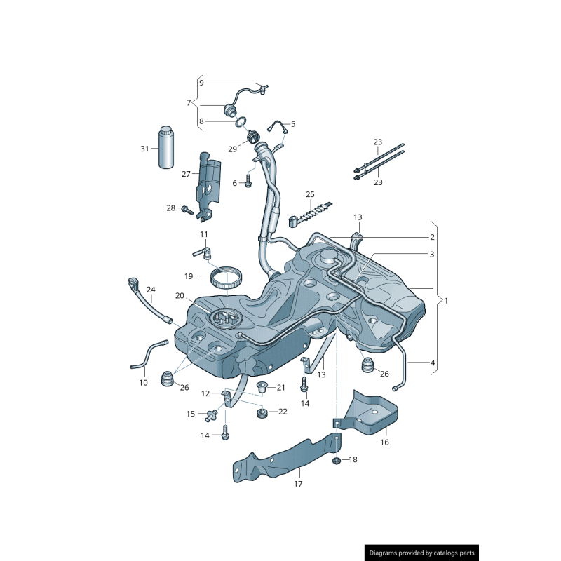 Bouchon de réservoir d'essence avec sangle de retenue - Pièces d'origine Audi 8K0201550L