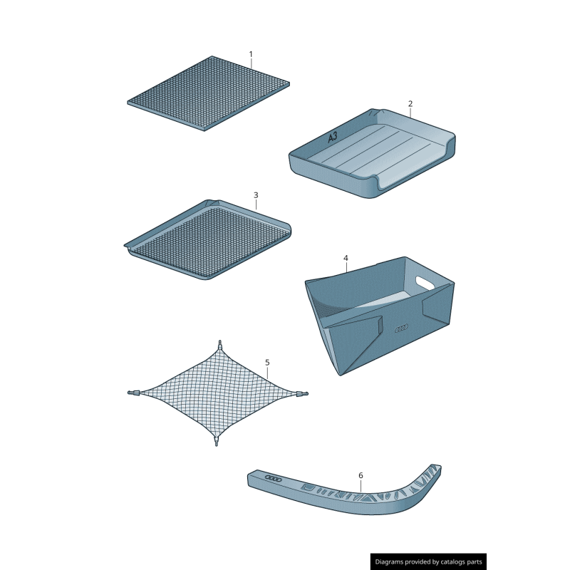 Tapis de protection de compartiment de coffre en plastique - Pièces d'origine Audi 8V5061180A