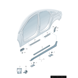 Capuchon de scellement de jupe latérale Quattro Plus, apprêté - Pièces d'origine Audi 4G0853869GRU.