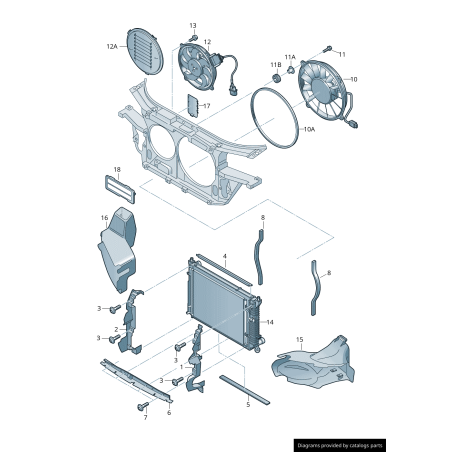 Guide d'air de radiateur côté gauche coté conducteur - Pièces d'origine Audi 8E0121283M Guide d'air de radiateur côté gauche coté conducteur - Pièces d'origine Audi 8E0121283M