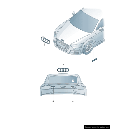 Emblème de logo de coffre arrière - Pièces d'origine Audi 8S08537422ZZ Emblème de logo de coffre arrière - Pièces d'origine Audi 8S08537422ZZ
