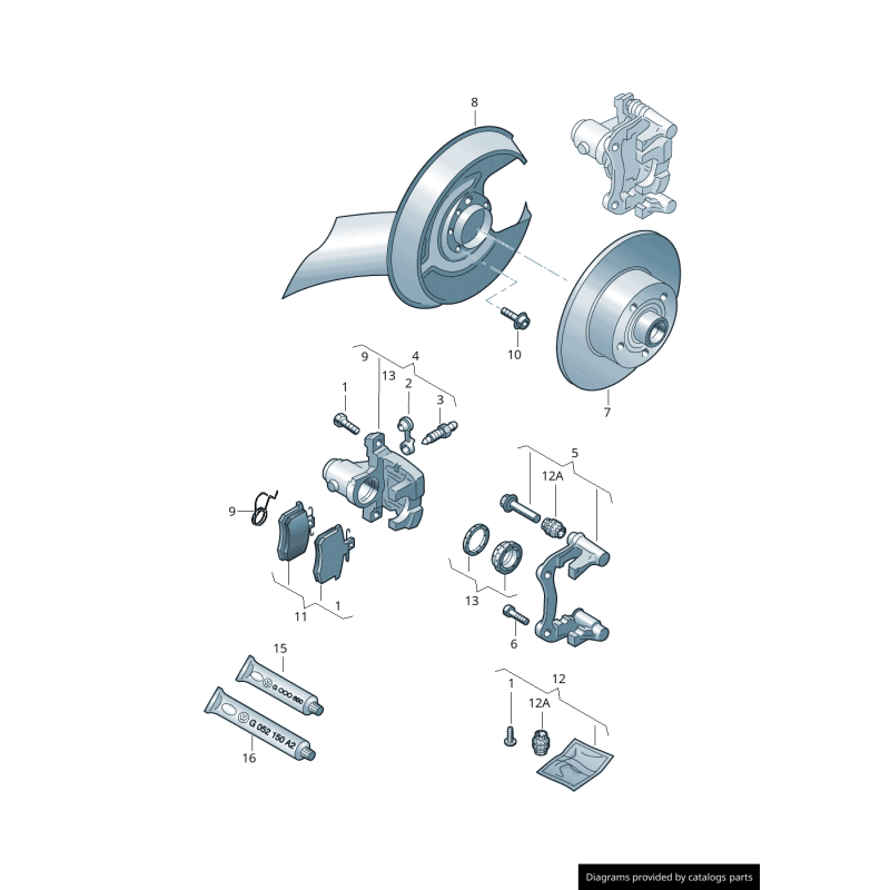 Plaque de protection de frein arrière gauche coté conducteur FWD - Pièces d'origine Audi 8E0615611J