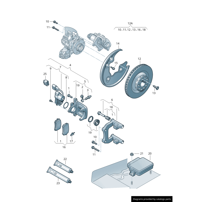 Plaque de protection de frein arrière droite coté passager - Pièces d'origine Audi 8K0615612A