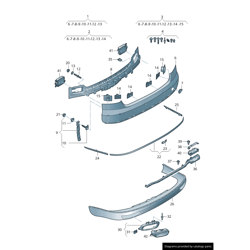 Moulure de garniture centrale chromée pour pare-chocs arrière - Pièces d'origine Audi 4H0807443A2ZZ