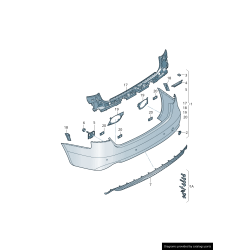 Insert de diffuseur de pare-chocs arrière avec grille de garniture - Pièces d'origine Audi 8K98074213FZ