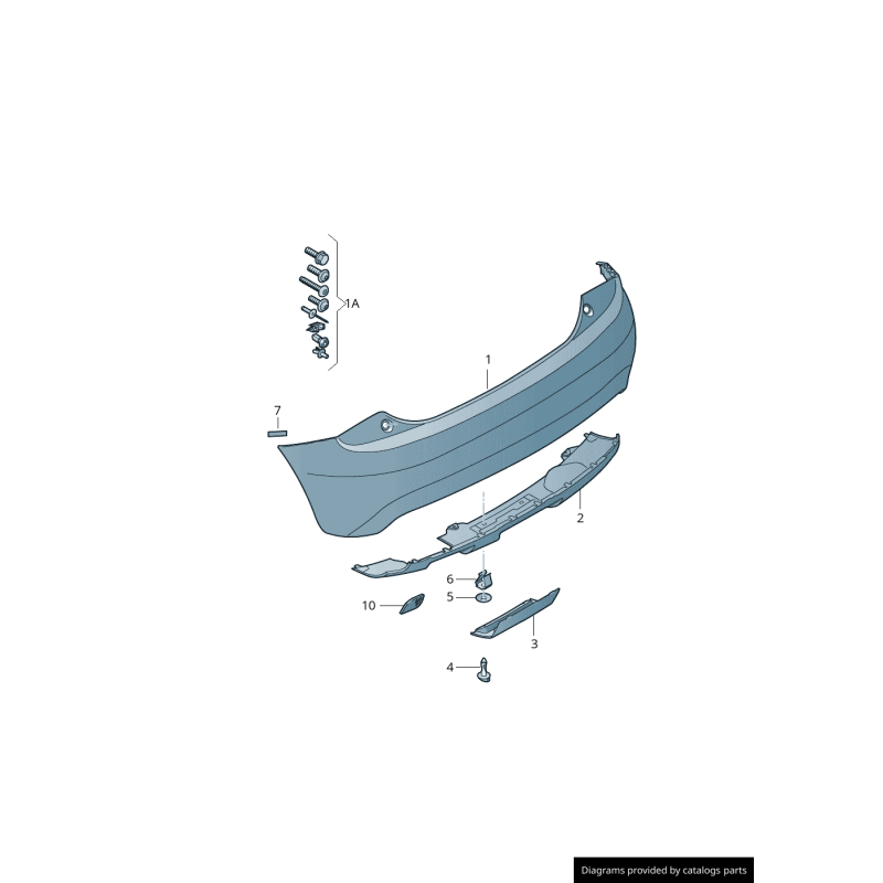 Pare-chocs arrière avec diffuseur et double sortie d'échappement - Pièces d'origine Audi 8X0807421A9B9