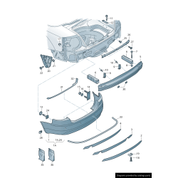 Pare-chocs arrière avec double diffuseur d'échappement et spoiler - Pièces d'origine Audi 8H0807521E.