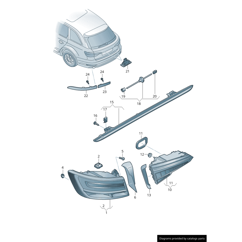 Réflecteur intérieur de pare-chocs arrière gauche coté conducteur - Pièces d'origine Audi 8W0945105F