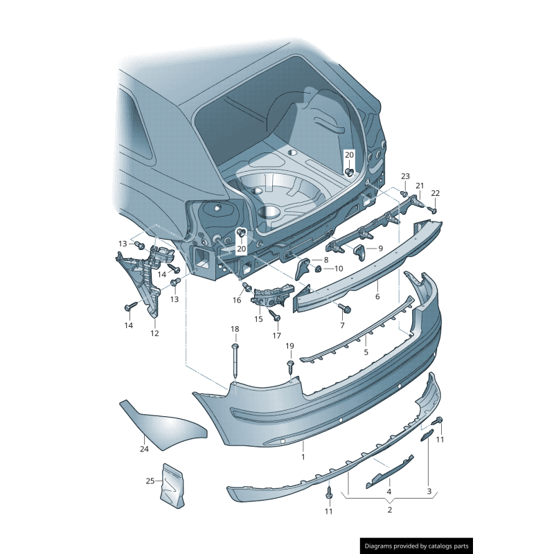 Diffuseur inférieur de pare-chocs arrière - Pièces d'origine Audi 8P0807434B01C