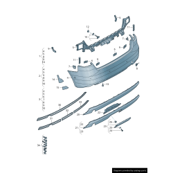 Spoiler inférieur de pare-chocs arrière avec double sortie d'échappement - Pièces d'origine Audi 8V3807521C, côté gauche.