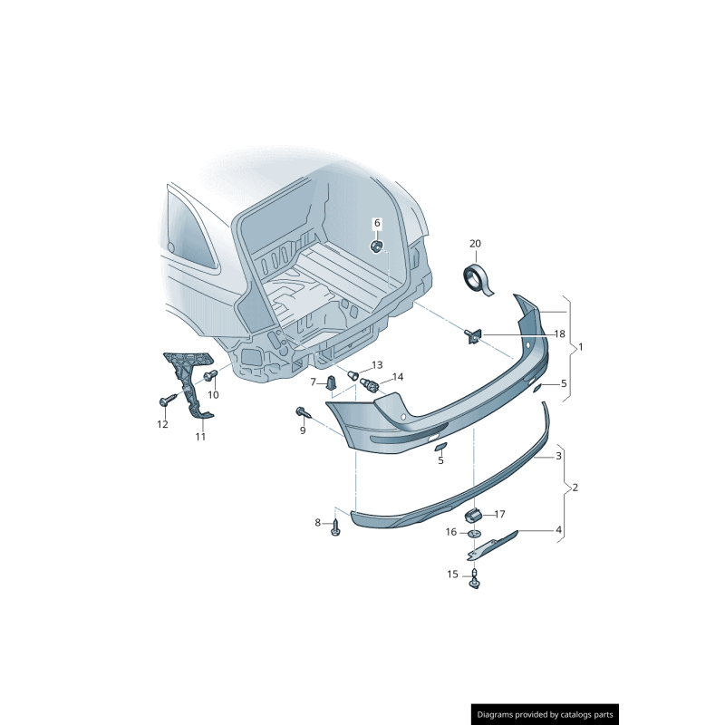 Rear Bumper Tow Hook Cover Cap Primed Right coté passager - Original parts Audi 8R0807450GRU