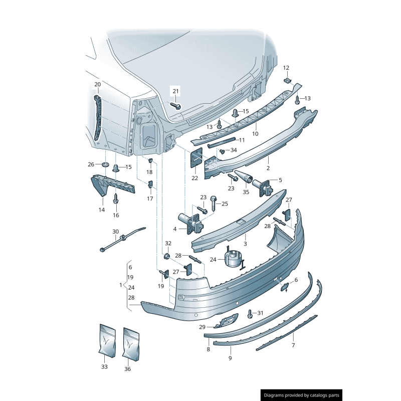 Cache de crochet de remorquage arrière de pare-chocs - Pièces d'origine Audi 4E0807441AGRU