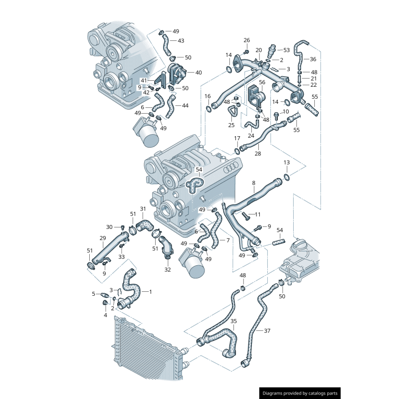 Tuyau de liquide de refroidissement arrière central - Pièces d'origine Audi 06C121085H