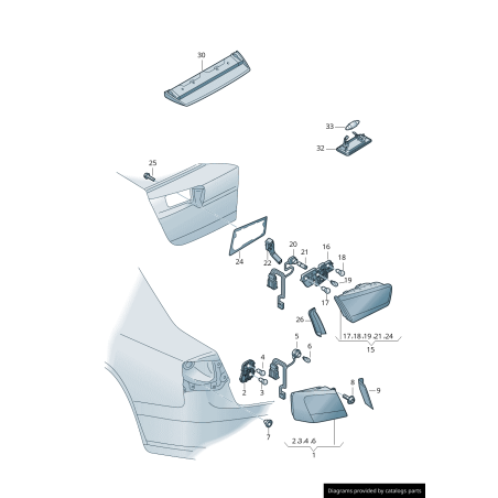 Platine support ampoules arrière intérieur de feu arrière avec câbles - Pièces d'origine Audi 4G5945222B