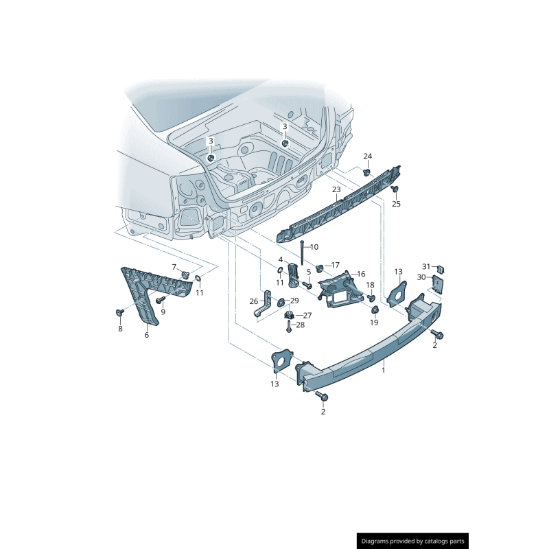 Support de sangle de maintien de pare-chocs arrière droit - Pièces d'origine Audi 4G9807330