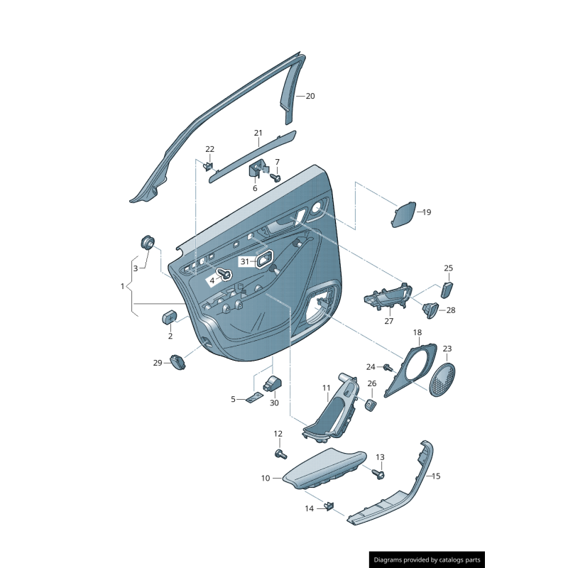 Cache-haut-parleur de porte arrière droite noire - Pièces d'origine Audi 8K00354364PK